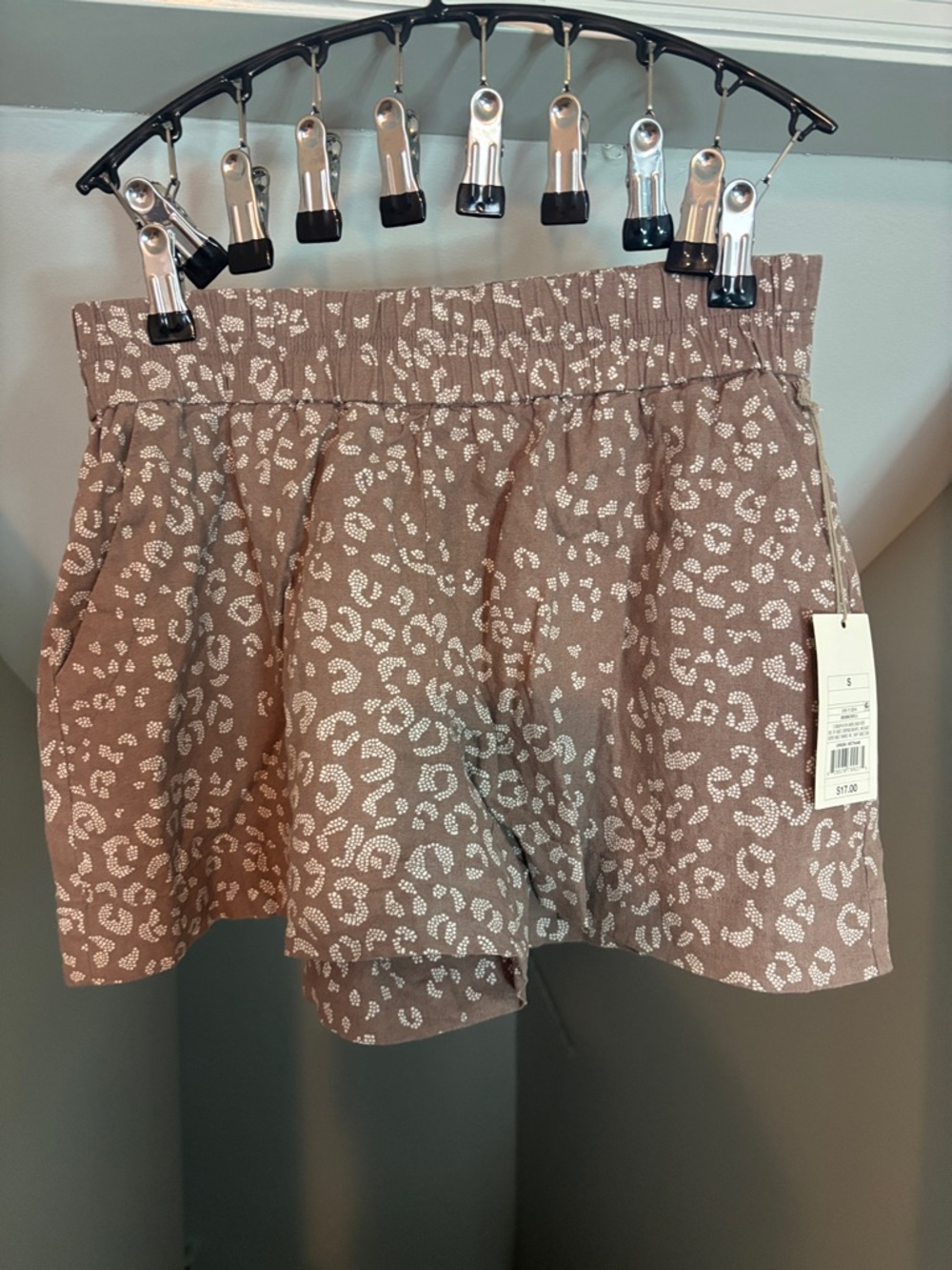 Women's A New Day Taupe Leopard Print Pull-On Shorts